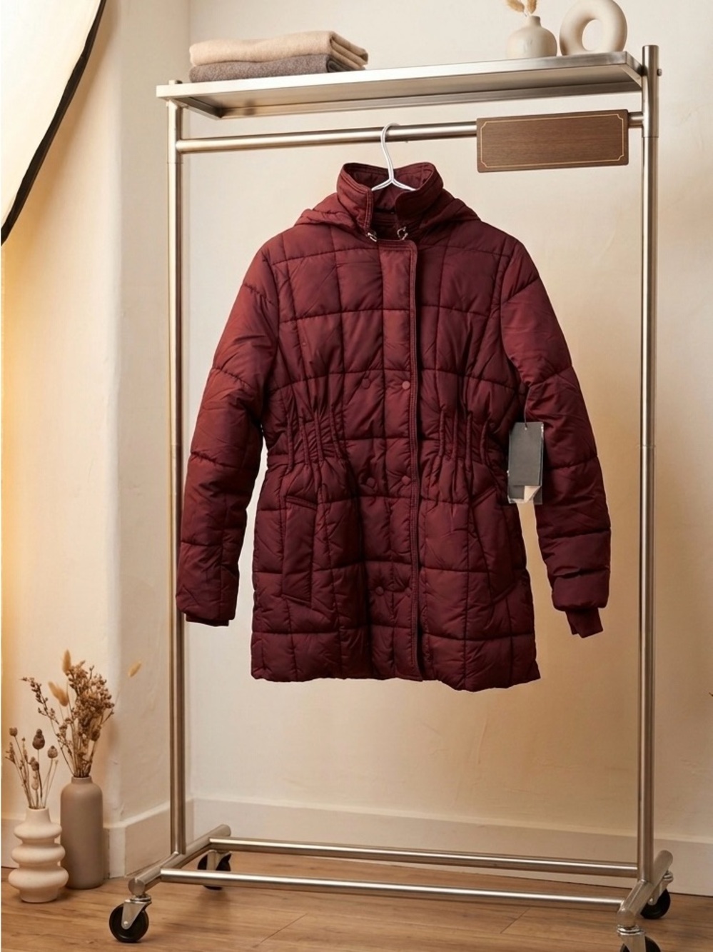 Royalty For Me Women's Quilted Burgundy Puffer Jacket